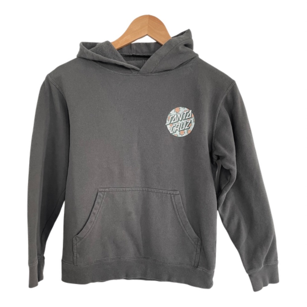 Santa Cruz Skateboards Hoodie Kids Medium Gray Rose Long Sleeve Sweatshirt Pink